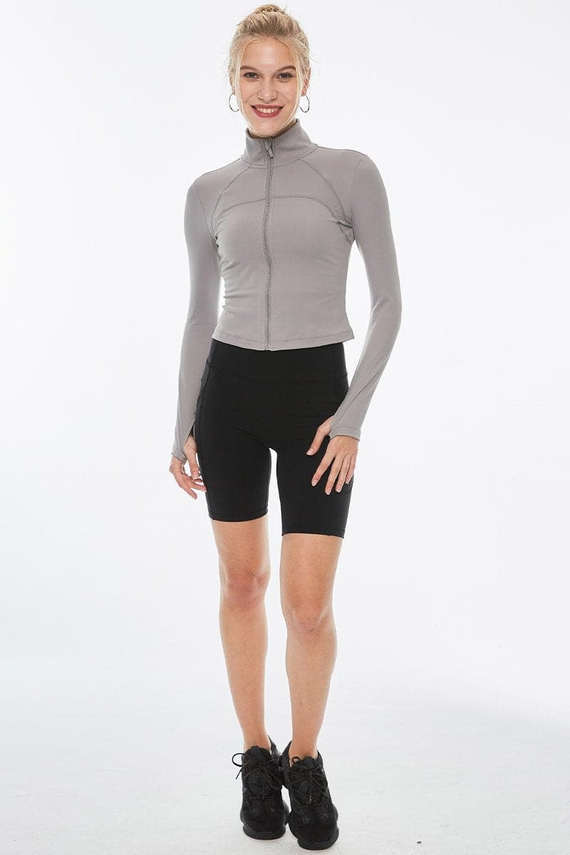 Women's Workout Jacket Zip Up Lightweight Yoga Activewear - W214CJ115OMRS - PollyPark